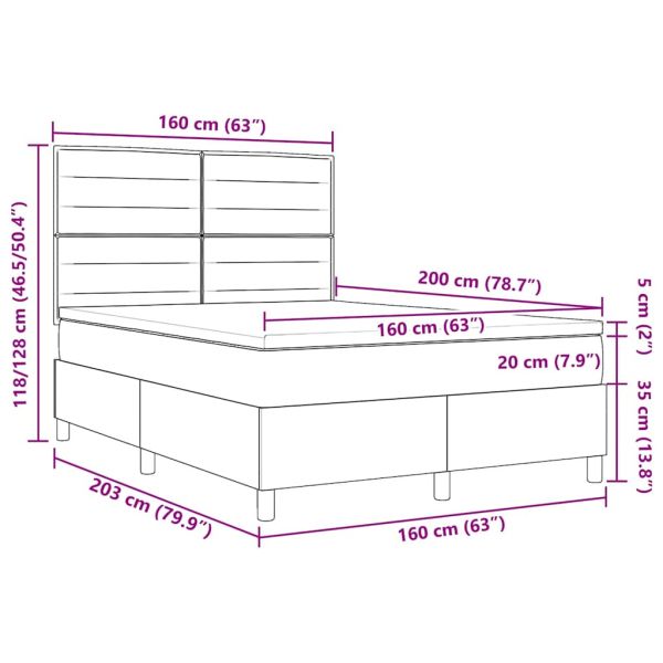 Легло с пружинирана основа с матрак Таупе 160 x 200 cm текстил