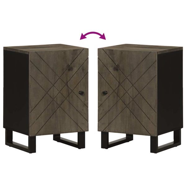 Шкаф за баня, черен, 38x33x58 см, масивно мангово дърво