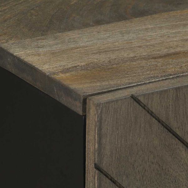 Шкаф за баня, черен, 38x33x58 см, масивно мангово дърво