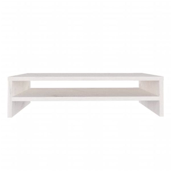 Поставка за монитор, бяла, 50x24x13 см, бор масив