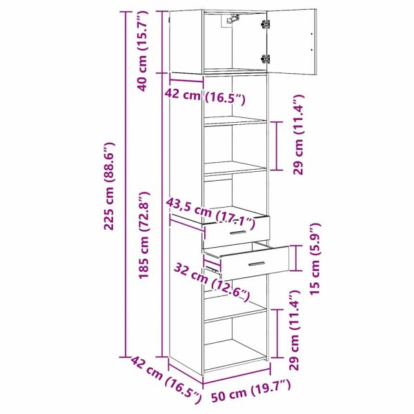 Висок шкаф Старо дърво 50 x 42,5 x 225 см Инженерно дърво