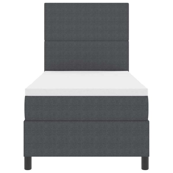 LED кутия за пружини с легло Тъмен сив и бял 90 x 200 cm