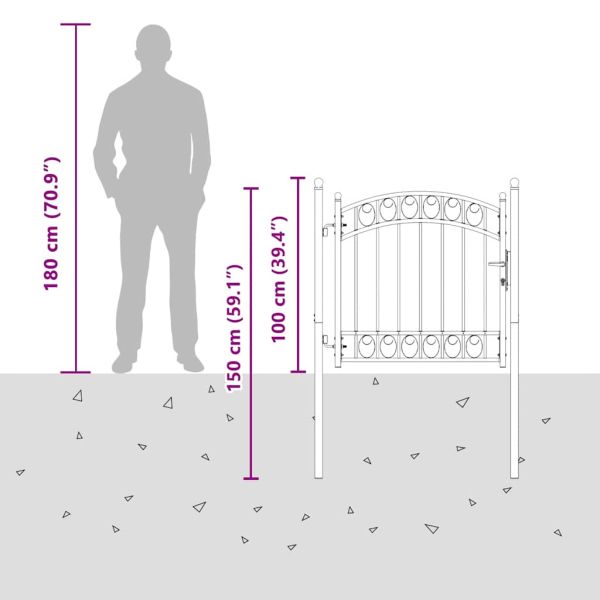 Оградна врата с арковидна горна част стомана 100x86 см зелена