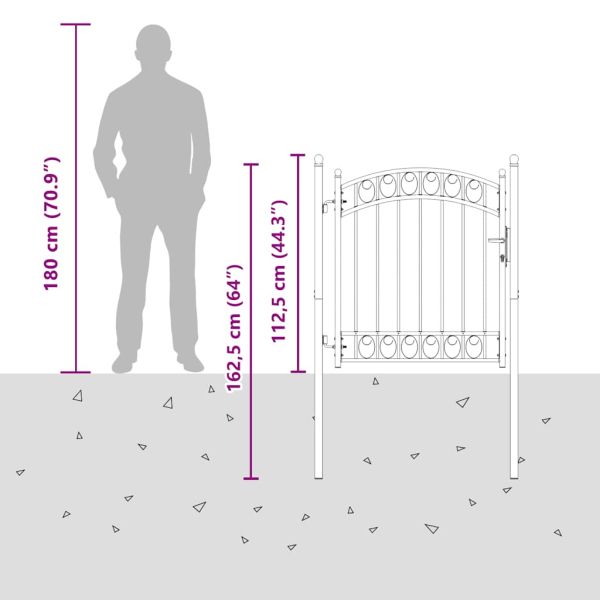 Оградна врата с арковидна горна част стомана 100x98,5 см зелена