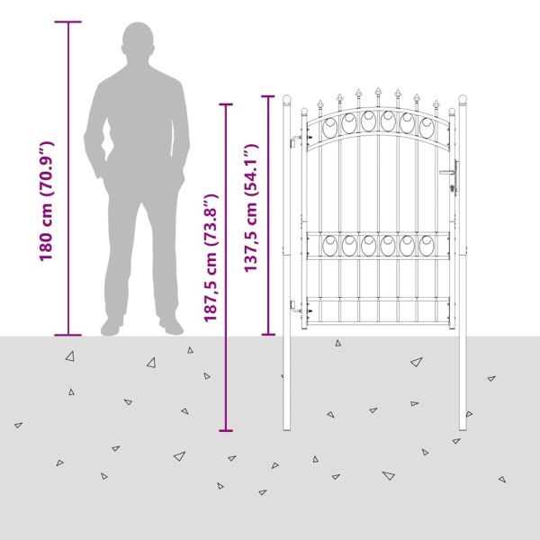 Оградна врата с шипове, стомана, 103x134,5 см, зелена