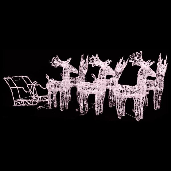 Коледна украса елени с шейна, 320 LED, акрил