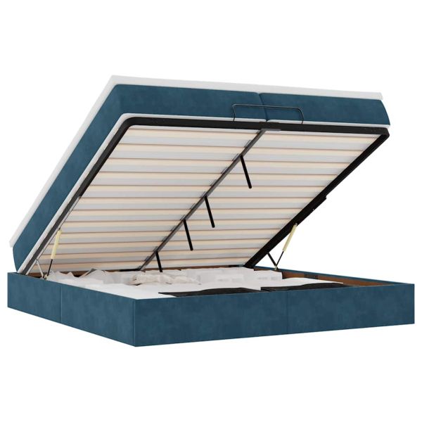 Османска легло с матраци, тъмносиньо, 200x200 см, кадифе