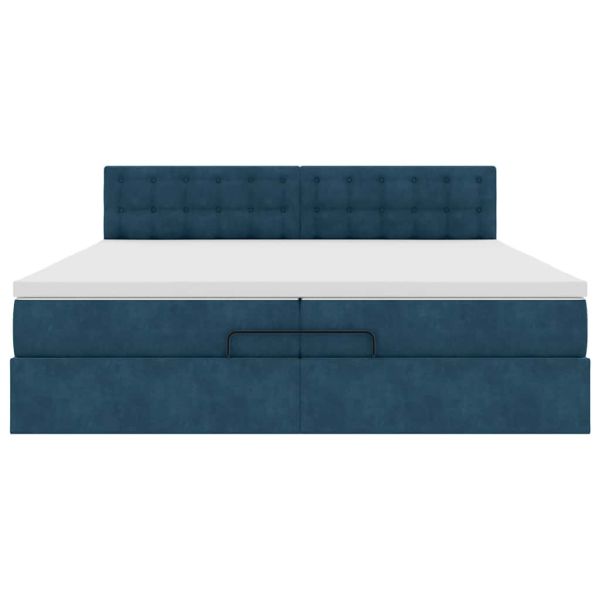 Османска легло с матраци и LED, тъмносиньо, 200x200 см, кадифе