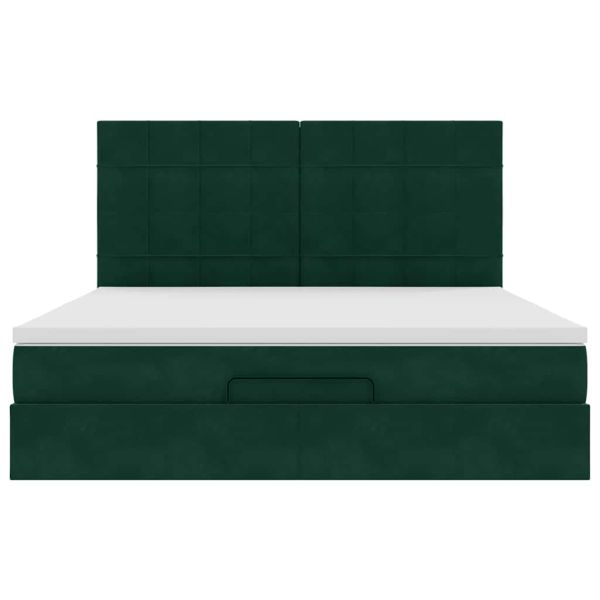 Османска легло с матраци, тъмнозелено, 180x200 см, кадифе