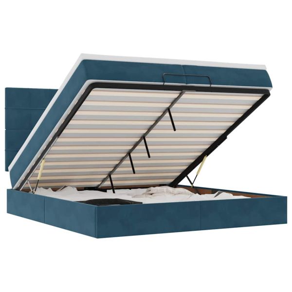 Османска легло с матраци, тъмносиньо, 200x200 см, кадифе