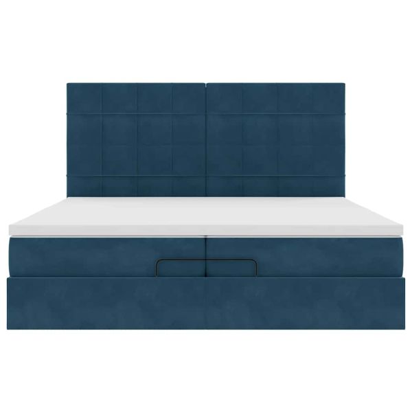 Османска легло с матраци, тъмносиньо, 200x200 см, кадифе