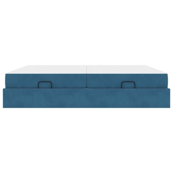 Рамка за легло с матрак с матрак 2 pcs Синьо Кадифе