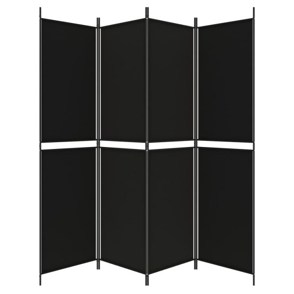 Параван за стая, 4 панела, черен, 200x200 cм, плат
