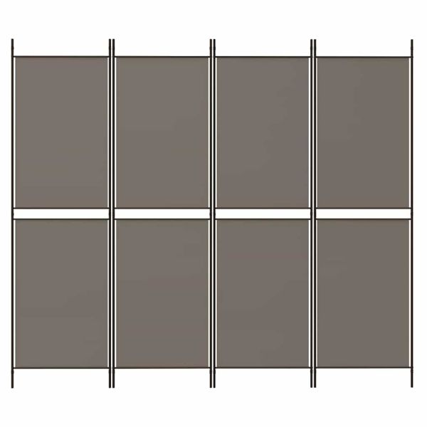 Параван за стая, 4 панела, антрацит, 200x220 cм, текстил