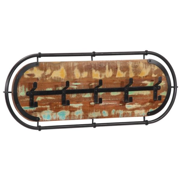 Стенна закачалка с 5 куки, регенерирано дърво масив