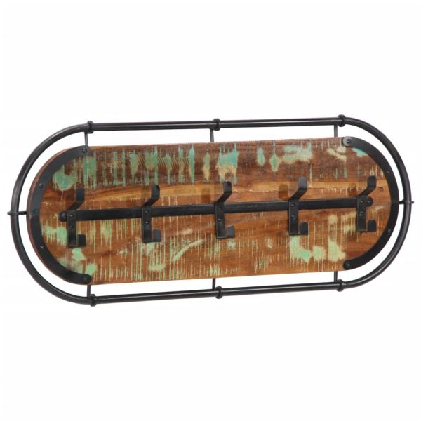 Стенна закачалка с 5 куки, регенерирано дърво масив