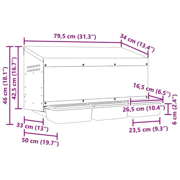 Кутия за пилета с 3 отделения, за стенен монтаж, поцинкована стомана