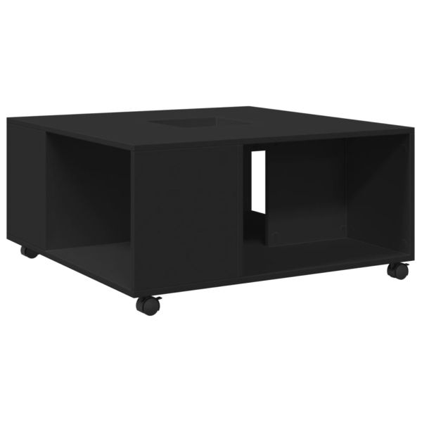 Кафе маса, черна, 80x80x40 см, инженерно дърво