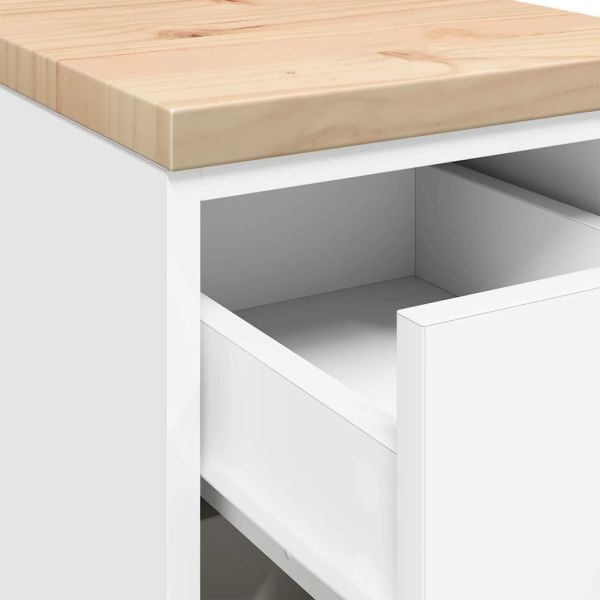 Гаражен шкаф за съхранение, бял, 30x51x85 см, бор масив