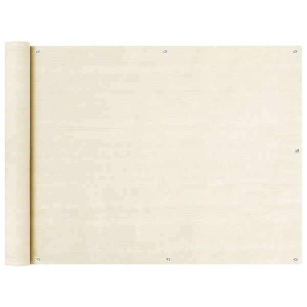 Балконски параван, кремав, 90x600 см, HDPE