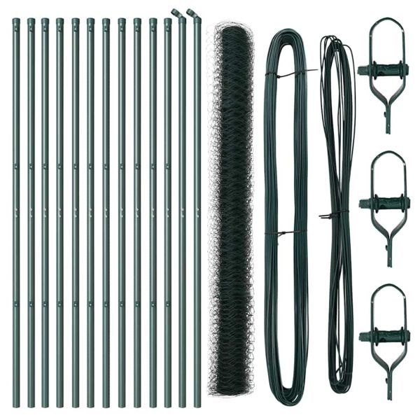 Стълб за ограда. Зелен 25 x 1,5 м (36 мм мрежа) Стомана