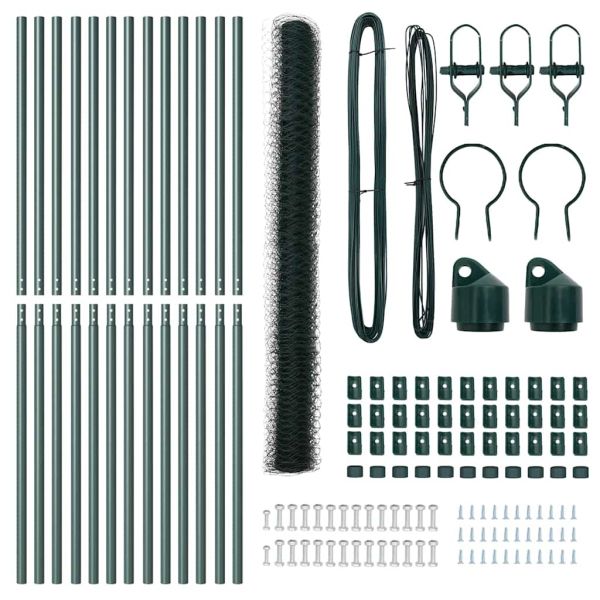 Стълб за ограда. Зелен 25 x 1,5 м (50 мм мрежа) Стомана