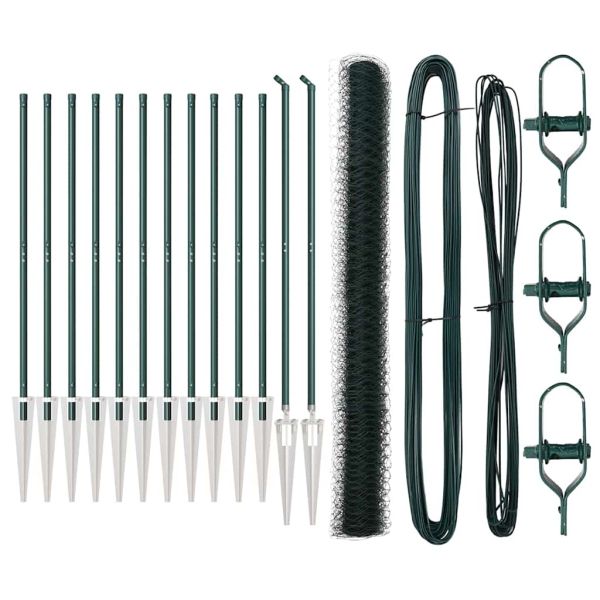 Стълб за ограда. Зелен 25 x 1,5 м (50 мм мрежа) Стомана