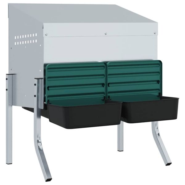 Кутия за гнездене за пилета с 2 отделения и крака, поцинкована стомана