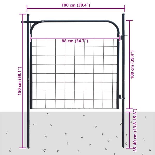 Градинска оградна порта 100x100 см, антрацит