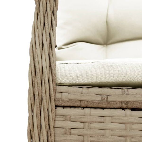 Градински комплект с възглавници, 9 части, бежов полиратан