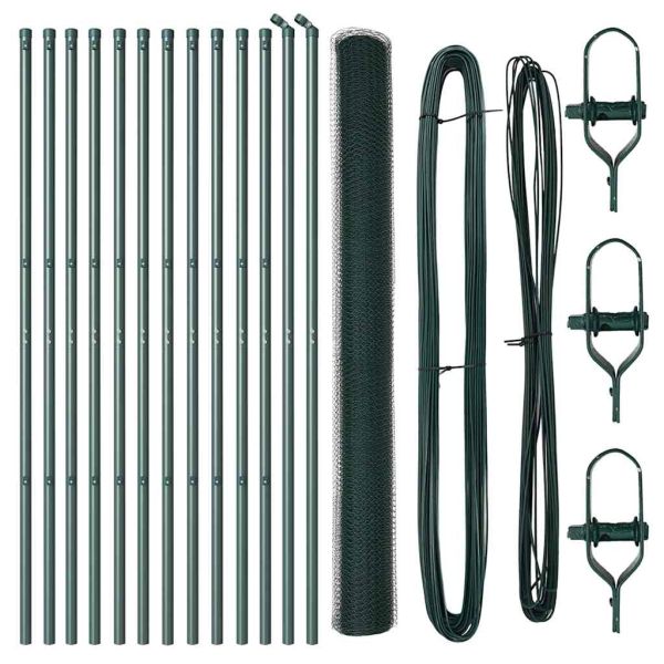 Стълб за ограда. Зелен 25 x 1,5 м (25 мм мрежа) Стомана