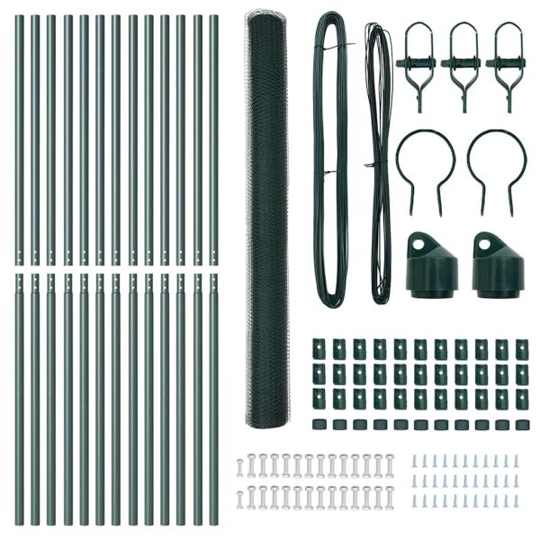 Стълб за ограда. Зелен 25 x 1,5 м (25 мм мрежа) Стомана