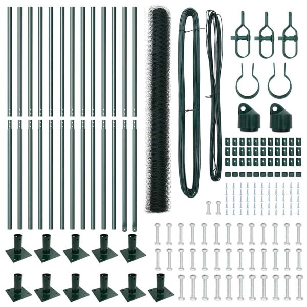 Стълб за ограда. Зелен 25 x 1,5 м (36 мм мрежа) Стомана