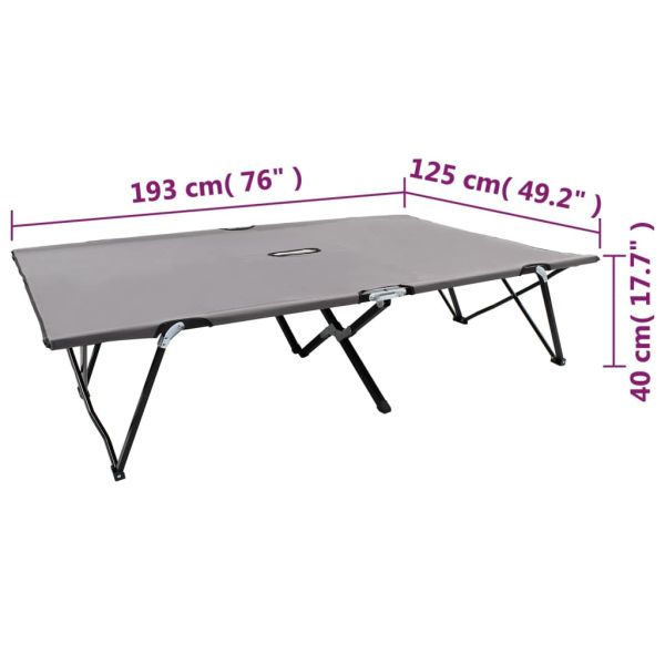 Двуместен сгъваем шезлонг, сив, стомана