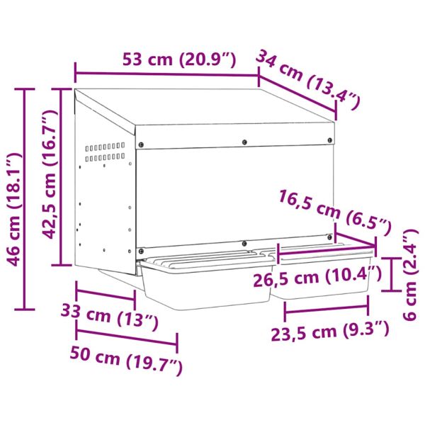 Кутия за пилета с 2 отделения, за стенен монтаж, поцинкована стомана