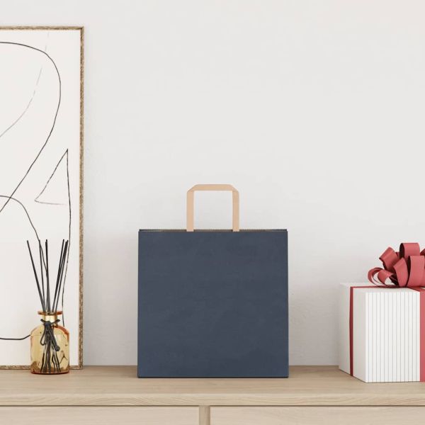 Хартиени торбички 50 бр с дръжки сини 26x17x25 см