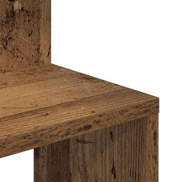 Стенна ъглова етажерка от старо дърво 32x32x127,5 cm