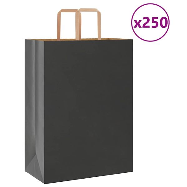 Хартиени торбички 250 бр с дръжки черни 32x17x44 см