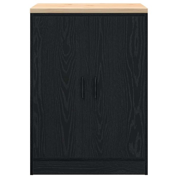 Гаражен шкаф за съхранение, черен, 60x51x85 см, бор масив