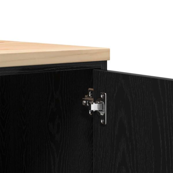 Гаражен шкаф за съхранение, черен, 60x51x85 см, бор масив