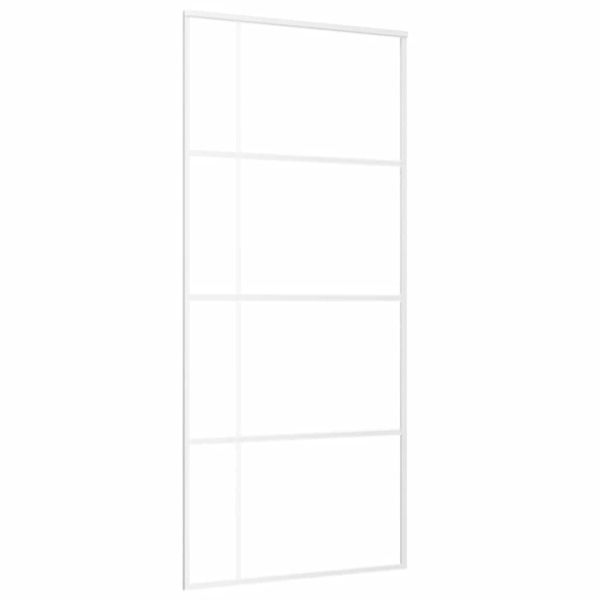 Плъзгаща се врата, ESG стъкло и алуминий, 90x205 см, бяла