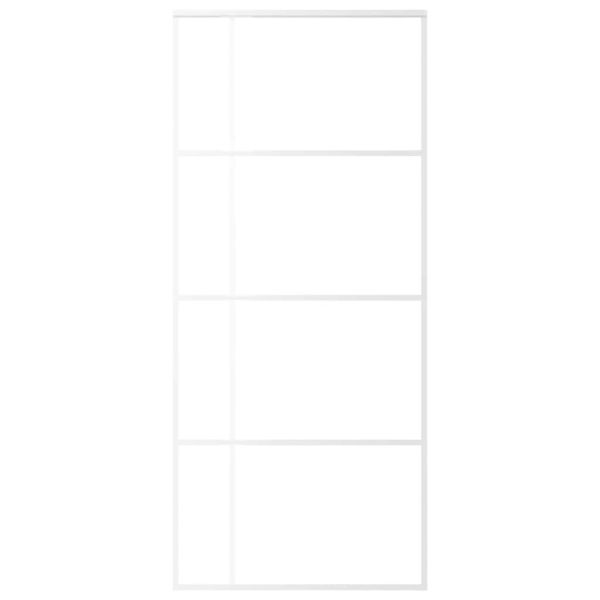 Плъзгаща се врата, ESG стъкло и алуминий, 90x205 см, бяла