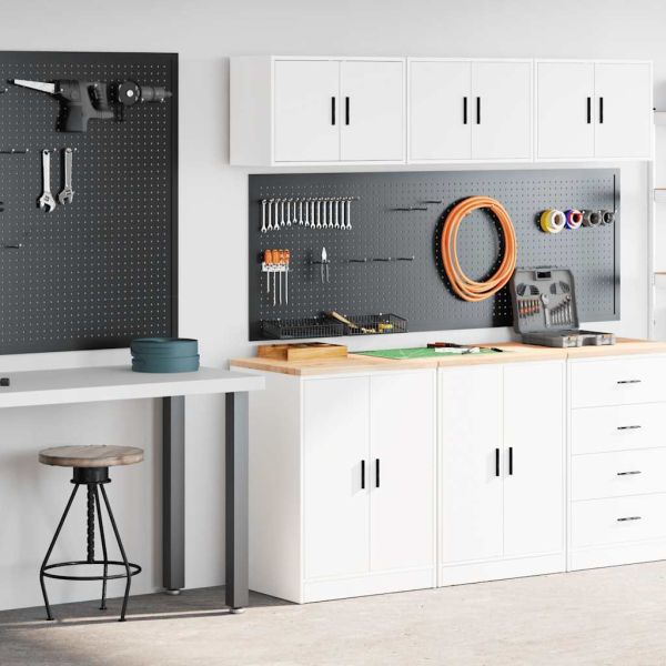 гаражни шкафове, 2 бр, бели, инженерно дърво