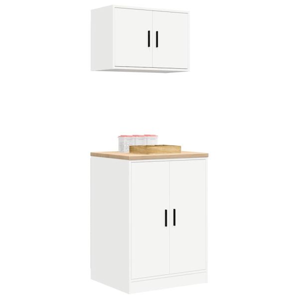 гаражни шкафове, 2 бр, бели, инженерно дърво