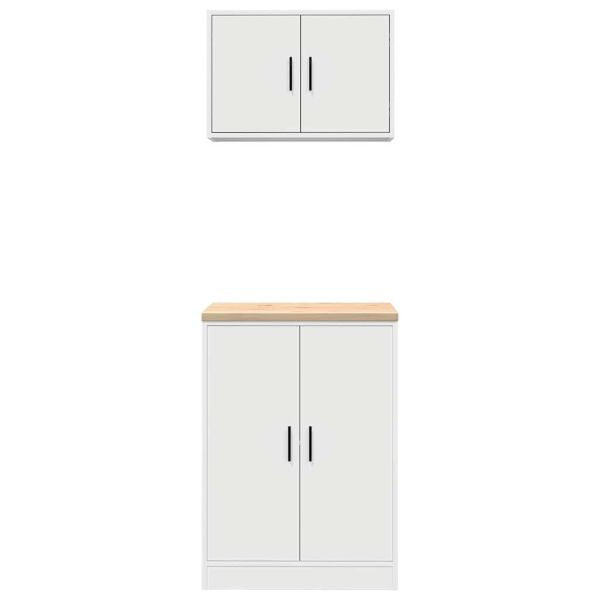 гаражни шкафове, 2 бр, бели, инженерно дърво