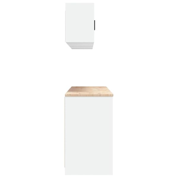 гаражни шкафове, 6 бр, бели, инженерно дърво