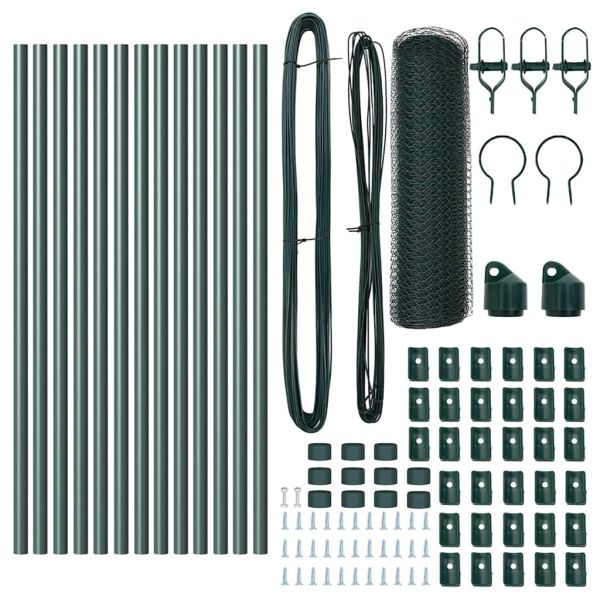 Стълб за ограда. Зелен 25 x 0,5 м (25 мм мрежа) Стомана