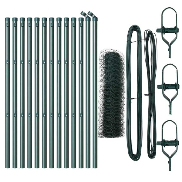 Стълб за ограда. Зелен 25 x 0,5 м (50 мм мрежа) Стомана