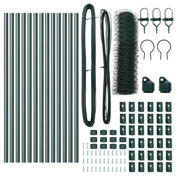 Стълб за ограда. Зелен 25 x 0,5 м (50 мм мрежа) Стомана