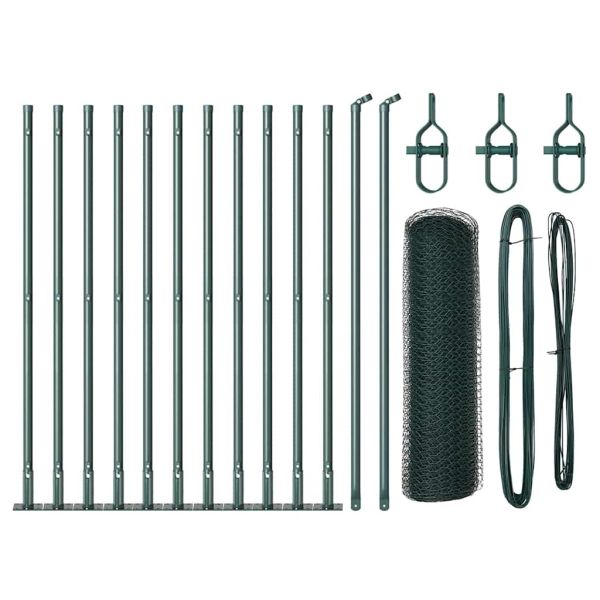 Стълб за ограда. Зелен 25 x 0,5 м (25 мм мрежа) Стомана